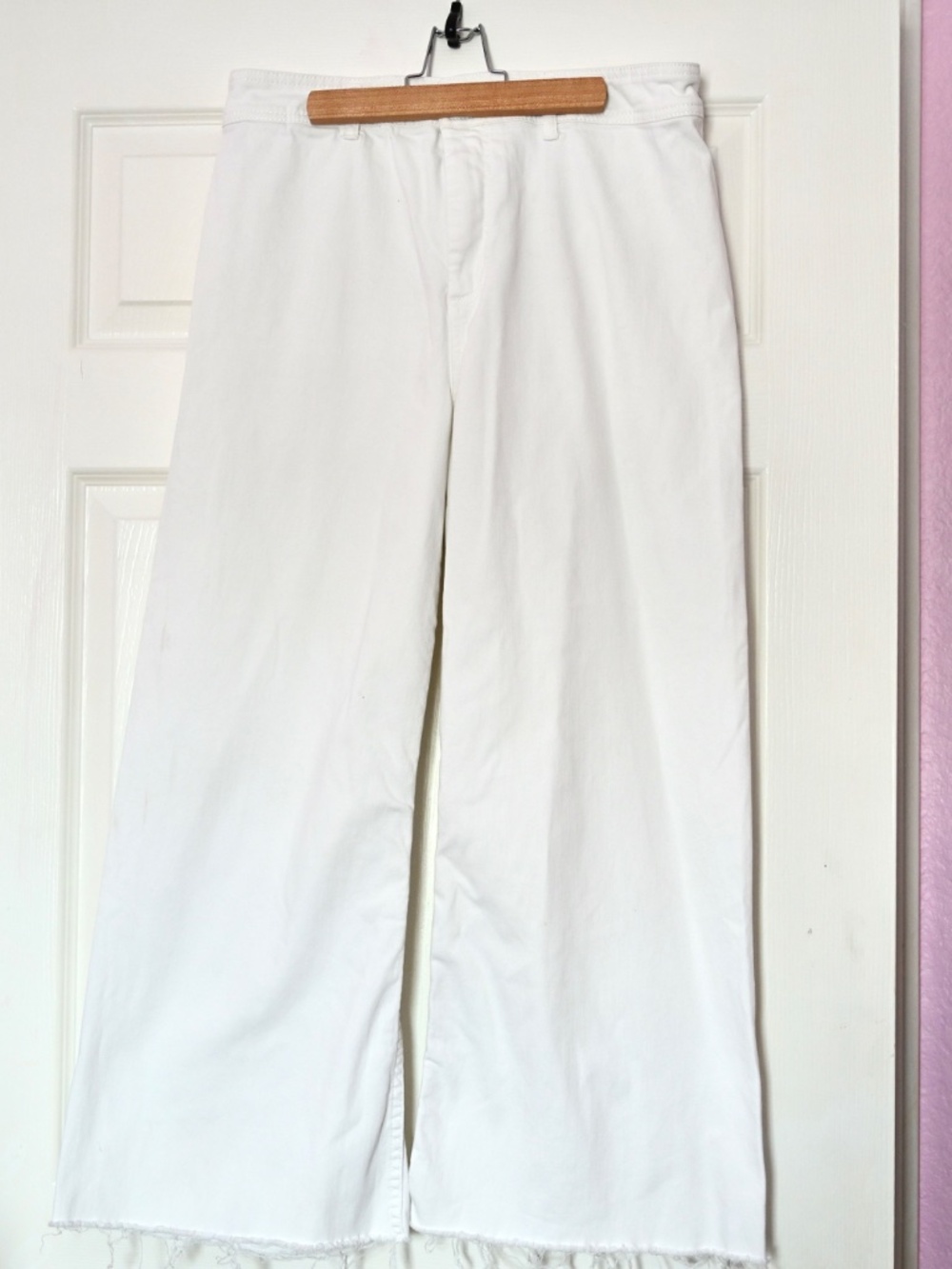 Antonio Melani White Wide Leg Pants - Frayed Hem